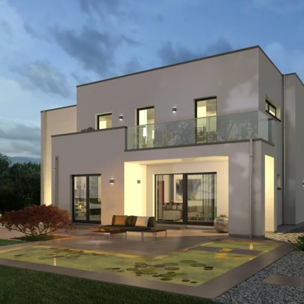 Haus mit Flachdach im Bauhausstil mit Balkon ! Preis ist mit Grundstück berechnet !