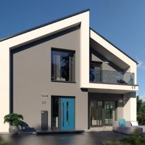 Dieses Haus mit Pultdach besticht durch sein Genialität und Optik ! Mit Grundstück berechnet !